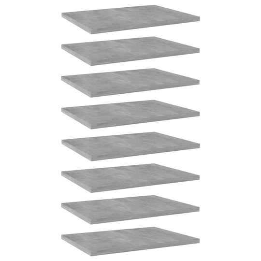 vidaXL Kirjahyllytasot 8 kpl betoninharmaa 40x30x1,5 cm lastulevy