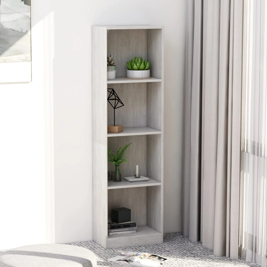 vidaXL 4-tasoinen kirjahylly betoninharmaa 40x24x142 cm lastulevy