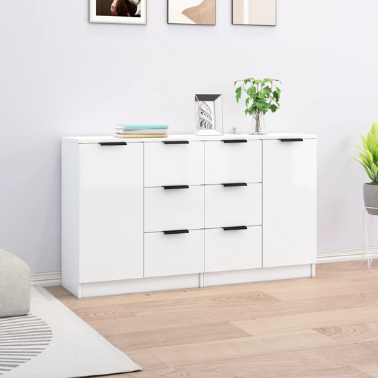 vidaXL Senkit 2 kpl korkeakiilto valkoinen 60x30x70 cm tekninen puu