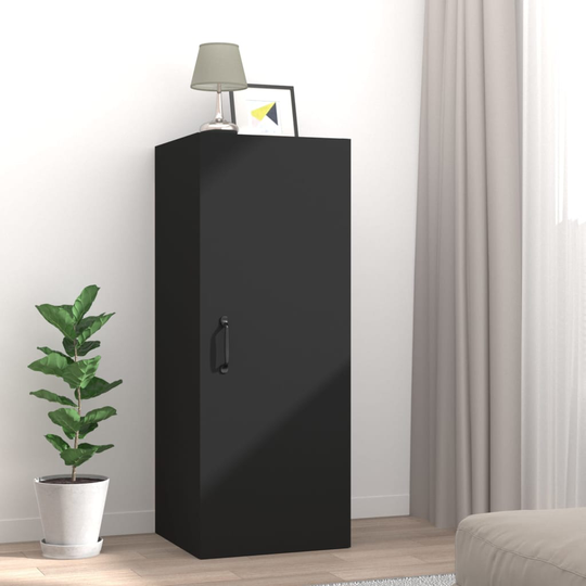 vidaXL Riippuva seinäkaappi musta 34,5x34x90 cm tekninen puu