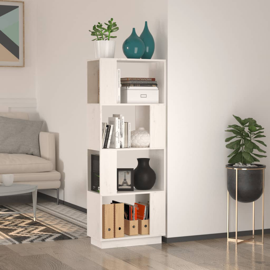vidaXL Kirjahylly/tilanjakaja valkoinen 51x25x132 cm täysi mänty