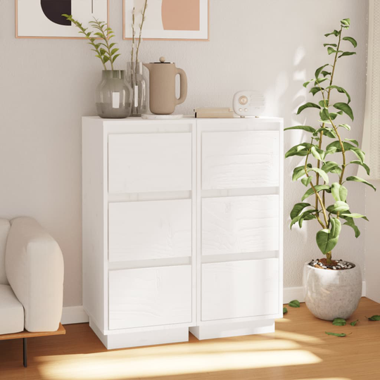 vidaXL Senkit 2 kpl valkoinen 32x34x75 cm täysi mänty