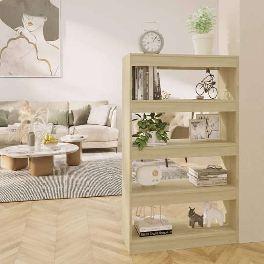 vidaXL Kirjahylly/tilanjakaja Sonoma-tammi 80x30x135 cm lastulevy