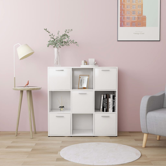 vidaXL Kirjahylly valkoinen 90x30x90 cm lastulevy