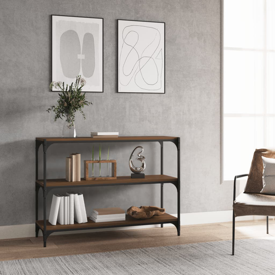 vidaXL Kirjahylly ruskea tammi 100x33x70,5 cm tekninen puu ja teräs