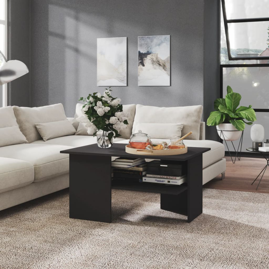 vidaXL Sohvapöytä harmaa 90x60x46,5 cm lastulevy