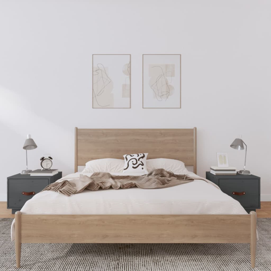vidaXL Yöpöydät 2 kpl harmaa 40x34x35 cm täysi mänty