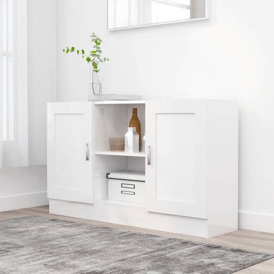 vidaXL Senkki korkeakiilto valkoinen 120x30,5x70 cm lastulevy