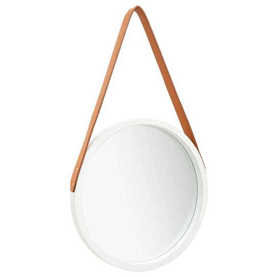 vidaXL Seinäpeili hihnalla 40 cm valkoinen