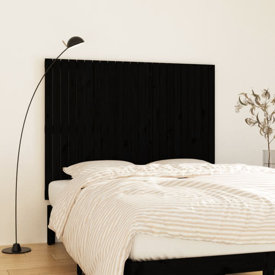 vidaXL Sängynpääty seinälle musta 146,5x3x110 cm täysi mänty