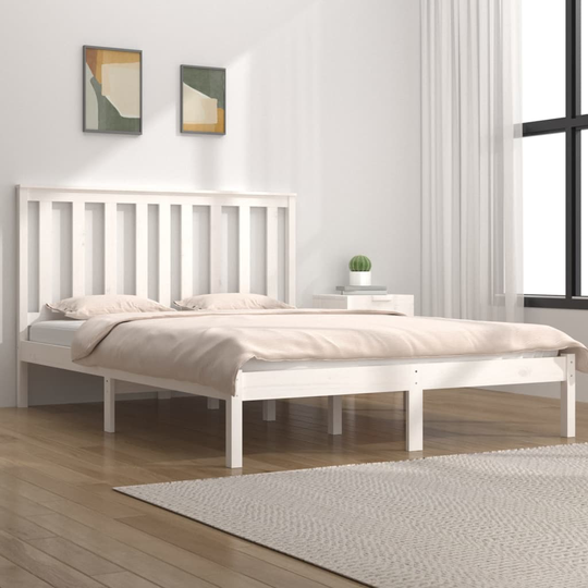 vidaXL Sängynrunko valkoinen täysi mänty 180x200 cm 6FT Super King