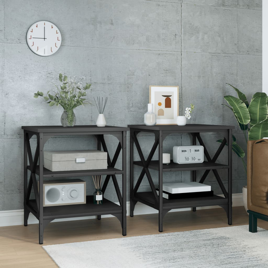 vidaXL Sivupöydät 2 kpl musta 40x42x50 cm tekninen puu
