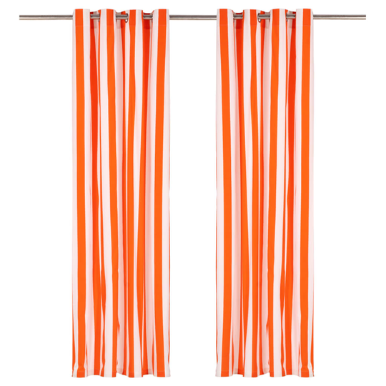vidaXL Verhot metallirenkailla 2 kpl kangas 140x245 cm oranssi raita