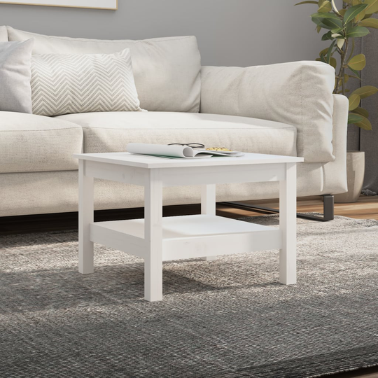 vidaXL Sohvapöytä valkoinen 55x55x40 cm täysi mänty