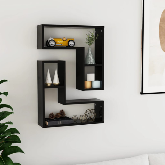 vidaXL Seinähyllyt 2 kpl musta 50x15x50 cm lastulevy