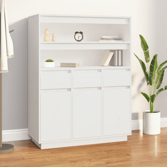 vidaXL Kaappi valkoinen 89x40x116,5 cm täysi mänty