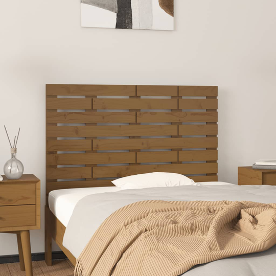 vidaXL Sängynpääty seinälle hunajanruskea 81x3x63 cm täysi mänty