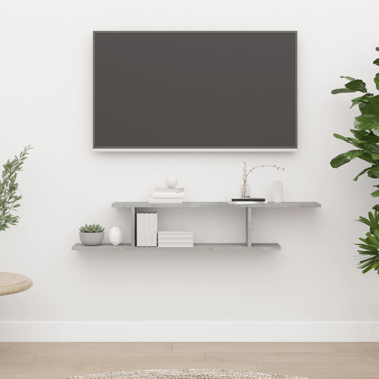 vidaXL Seinäkiinnitettävä TV-hylly betoninharmaa 125x18x23 cm levy