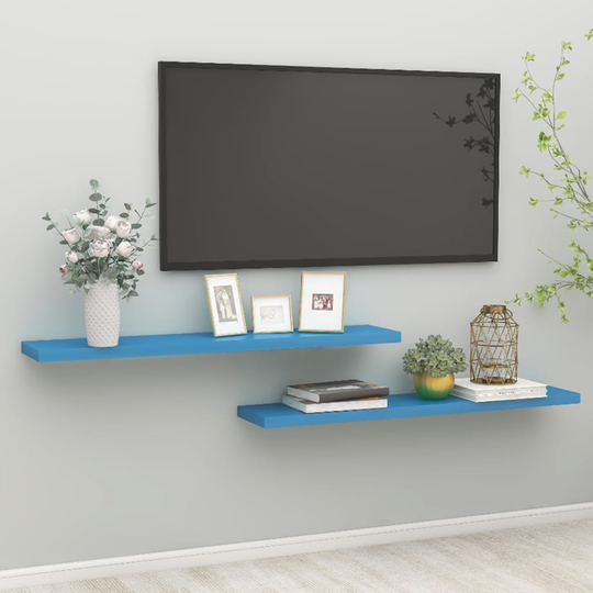 vidaXL Kelluvat seinähyllyt 2 kpl sininen 120x23,5x3,8 cm MDF