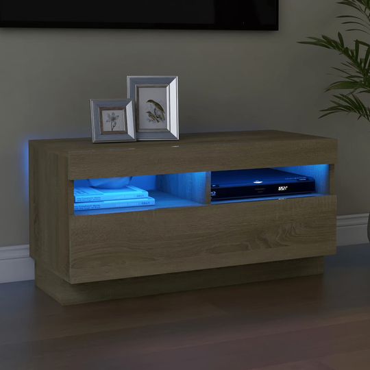 vidaXL TV-taso LED-valoilla Sonoma-tammi 80x35x40 cm