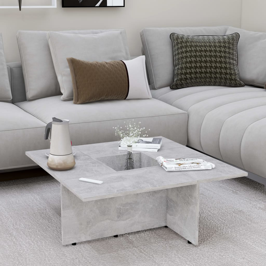 vidaXL Sohvapöytä betoninharmaa 79,5x79,5x30 cm lastulevy