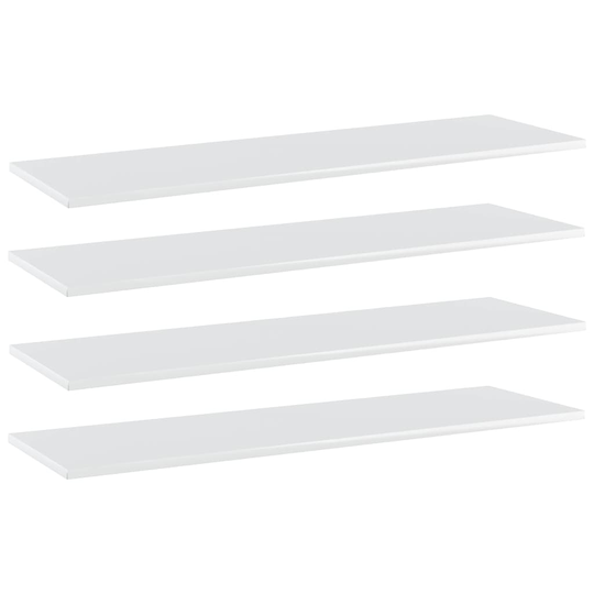 vidaXL Kirjahyllytasot 4 kpl korkeakiilto valk 100x30x1,5cm lastulevy