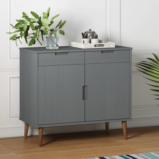 vidaXL Sivupöytä MOLDE harmaa 90x40x80 cm täysi mänty