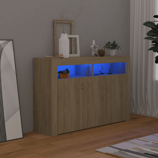 vidaXL Senkki LED-valoilla Sonoma-tammi 115,5x30x75 cm