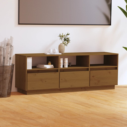 vidaXL TV-taso hunajanruskea 140x37x50 cm täysi mänty