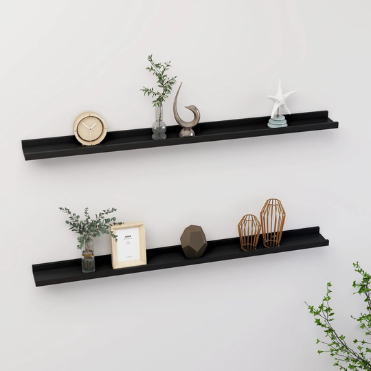 vidaXL Seinähyllyt 2 kpl musta 100x9x3 cm