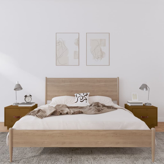 vidaXL Yöpöydät 2 kpl hunajanruskea 40x34x35 cm täysi mänty