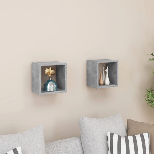 vidaXL Kuutioseinähyllyt 2 kpl betoninharmaa 22x15x22 cm