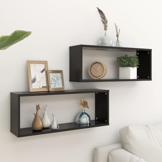 vidaXL Kuutioseinähyllyt 2 kpl musta 60x15x23 cm lastulevy