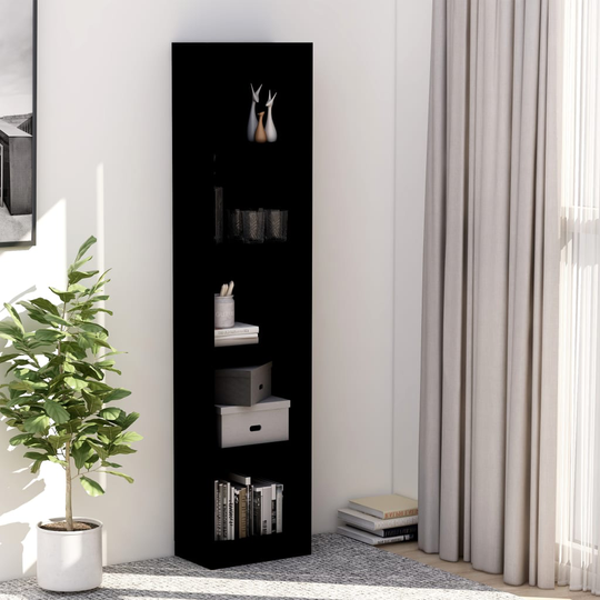 vidaXL 5-tasoinen kirjahylly musta 40x24x175 cm lastulevy
