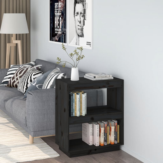 vidaXL Kirjahylly musta 60x35x71 cm täysi mänty