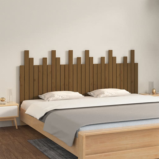 vidaXL Sängynpääty seinälle hunajanruskea 185x3x80 cm täysi mänty