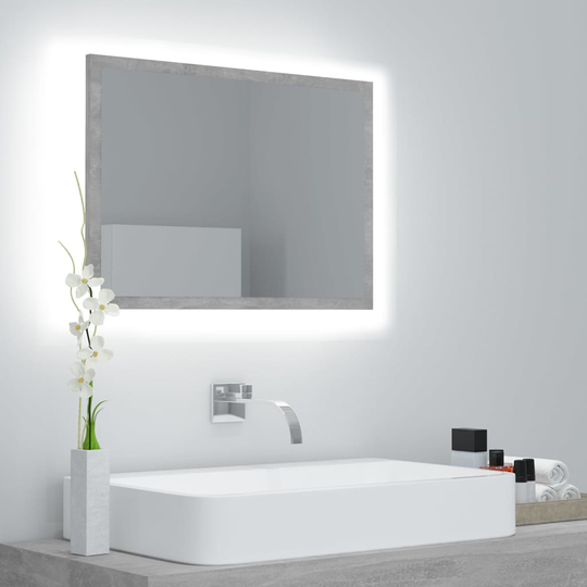vidaXL LED-kylpyhuonepeili betoninharmaa 60x8,5x37 cm akryyli