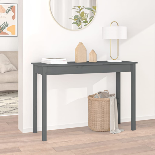 vidaXL Konsolipöytä harmaa 110x40x75 cm täysi mänty