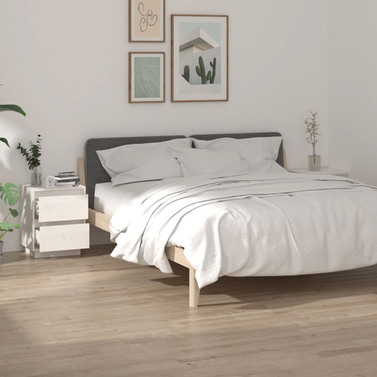 vidaXL Yöpöydät 2 kpl valkoinen 40x35x50 cm täysi mänty