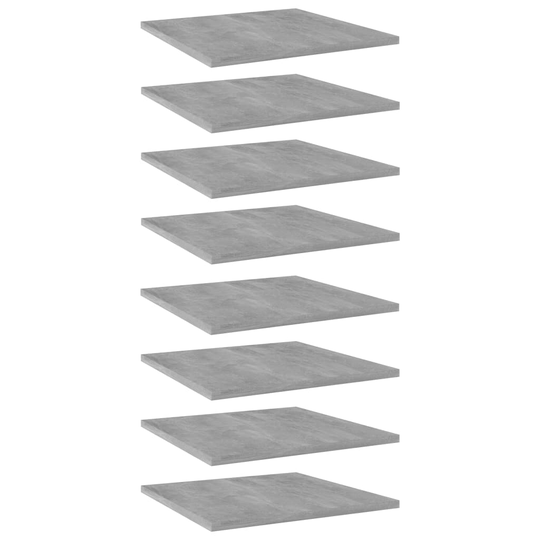 vidaXL Kirjahyllytasot 8 kpl betoninharmaa 40x40x1,5 cm lastulevy