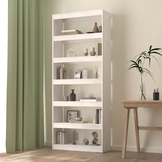 vidaXL Kirjahylly/tilanjakaja valkoinen 80x30x199,5 cm täysi mänty
