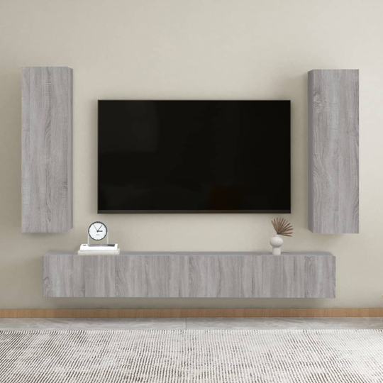 vidaXL Seinäkiinnitettävät TV-tasot 2 kpl harmaa Sonoma 30,5x30x110 cm