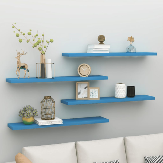 vidaXL Kelluvat seinähyllyt 4 kpl sininen 120x23,5x3,8 cm MDF