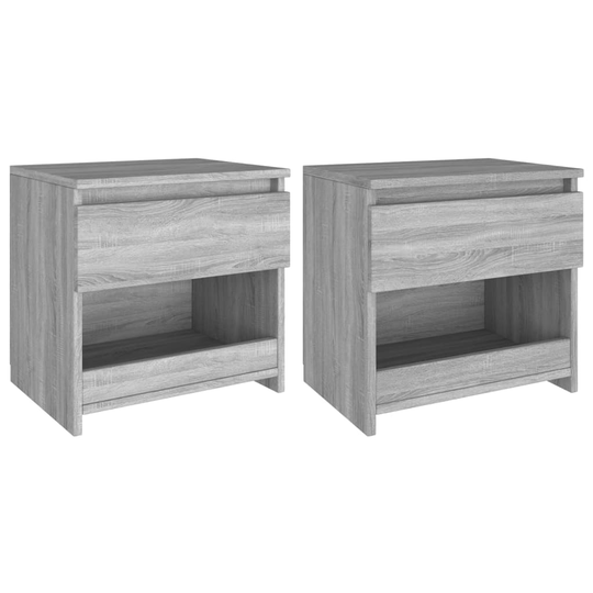 vidaXL Yöpöydät 2 kpl harmaa sonoma 40x30x39 cm tekninen puu