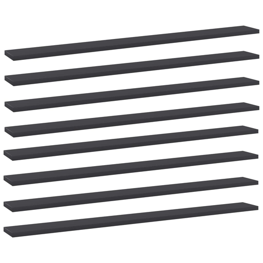 vidaXL Kirjahyllytasot 8 kpl harmaa 100x10x1,5 cm lastulevy