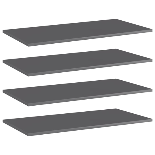 vidaXL Kirjahyllytasot 4 kpl korkeakiilto harmaa 80x40x1,5cm lastulevy