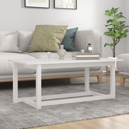 vidaXL Sohvapöytä valkoinen 110x55x45 cm täysi mänty