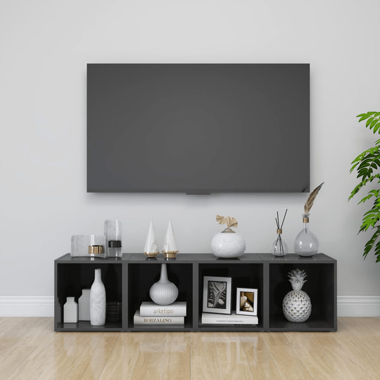 vidaXL TV-tasot 4 kpl korkeakiilto harmaa 37x35x37 cm lastulevy