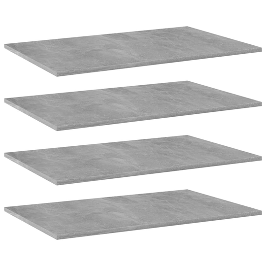 vidaXL Kirjahyllytasot 4 kpl betoninharmaa 80x50x1,5 cm lastulevy