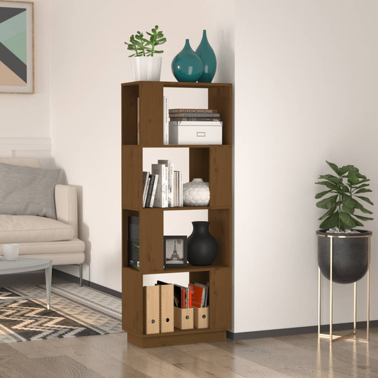 vidaXL Kirjahylly/tilanjakaja hunajanruskea 51x25x132 cm täysi mänty